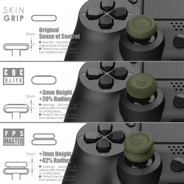 Alt view image 4 of 7 - CQC and FPS Thumb Grip Set Joystick Cap Analog Stick Cap for Nintendo Switch Pro Controller & PS5 / PS4 / Slim/Pro Controller- Black, 3Pairs(6pcs)