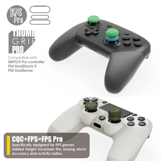 Alt view image 5 of 7 - CQC and FPS Thumb Grip Set Joystick Cap Analog Stick Cap for Nintendo Switch Pro Controller & PS5 / PS4 / Slim/Pro Controller- Black, 3Pairs(6pcs)