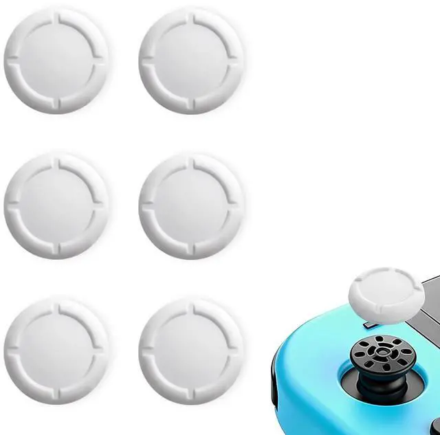 Main image of 6 Pack White Silicone Analog Stick Covers for Nintendo Switch, Joy-Con Controller Thumb Grips, Joystick Replacement Caps