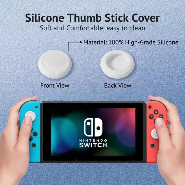 Alt view image 4 of 6 - 6 Pack White Silicone Analog Stick Covers for Nintendo Switch, Joy-Con Controller Thumb Grips, Joystick Replacement Caps