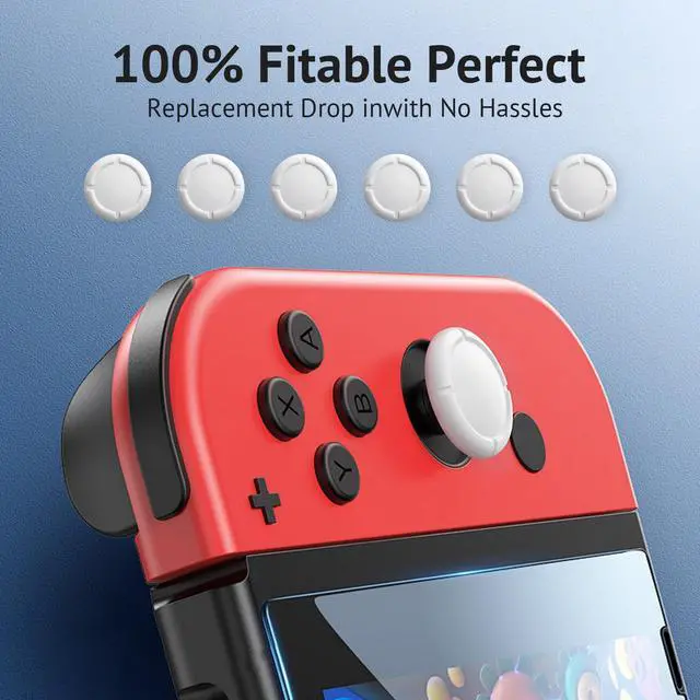Alt view image 6 of 6 - 6 Pack White Silicone Analog Stick Covers for Nintendo Switch, Joy-Con Controller Thumb Grips, Joystick Replacement Caps
