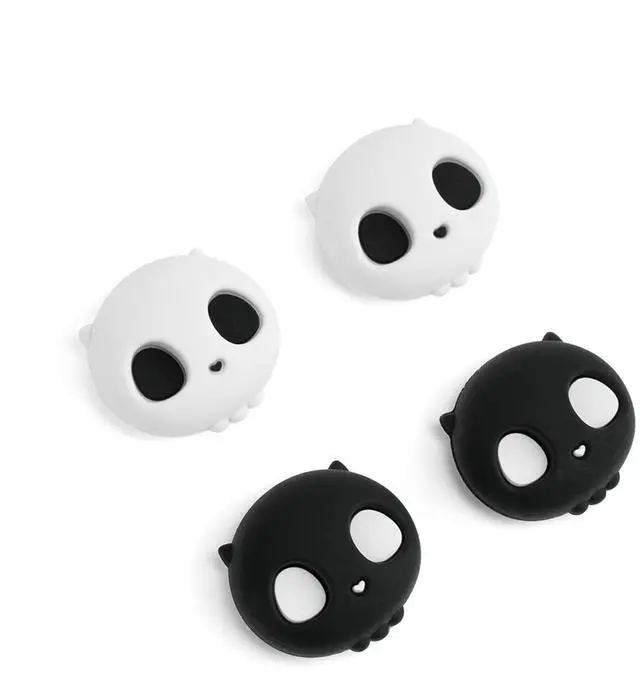 Main image of Cute Silicone Joycon Thumb Grip Caps, Joystick Cover Compatible with Nintendo Switch / OLED / Switch Lite,4PCS -- Skull (Black & White)