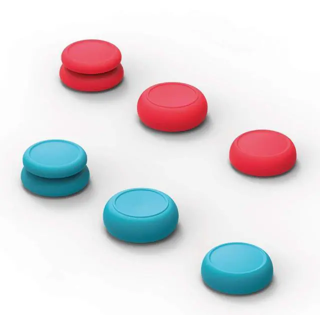 Main image of CQC and FPS Thumb Grips Set Joystick Cap Analog Stick Cap for Nintendo Switch Joy-Con Controller - Neon Red+Blue, 3 Pairs(6pcs)