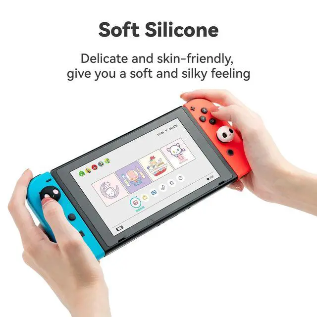 Alt view image 3 of 7 - Cute Silicone Joycon Thumb Grip Caps, Joystick Cover Compatible with Nintendo Switch / OLED / Switch Lite,4PCS -- Skull (Black & White)