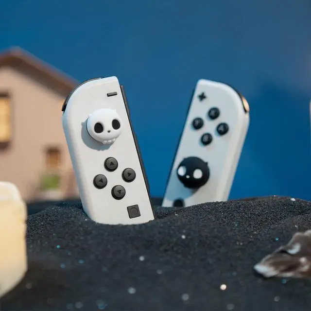 Alt view image 7 of 7 - Cute Silicone Joycon Thumb Grip Caps, Joystick Cover Compatible with Nintendo Switch / OLED / Switch Lite,4PCS -- Skull (Black & White)