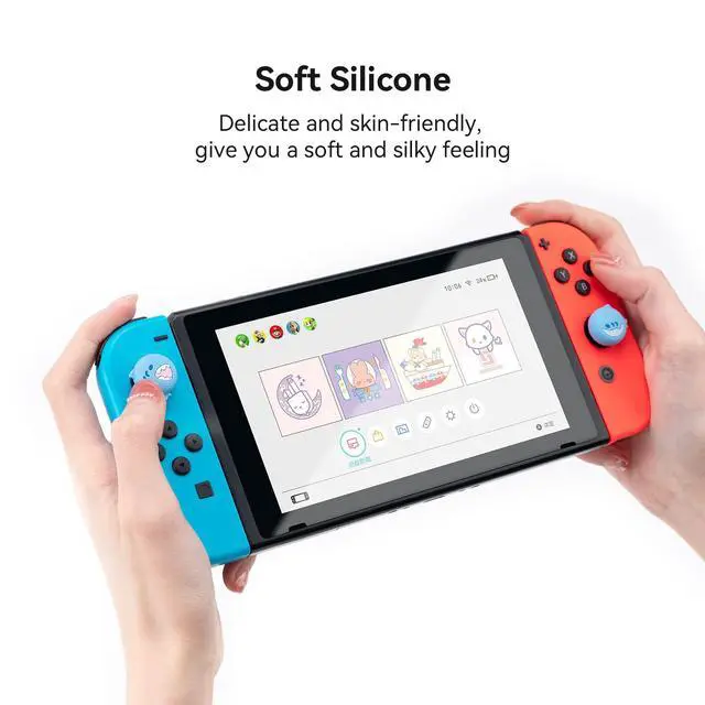 Alt view image 3 of 7 - Cute Silicone Joy Con Thumb Grip Caps, Joystick Cover Compatible with Switch/OLED/Switch Lite,4PCS - Little Shark