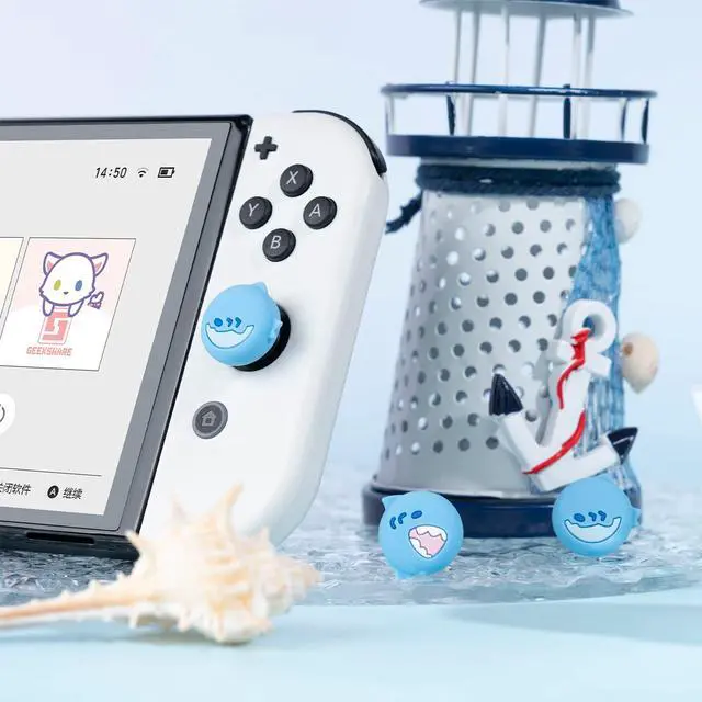 Alt view image 6 of 7 - Cute Silicone Joy Con Thumb Grip Caps, Joystick Cover Compatible with Switch/OLED/Switch Lite,4PCS - Little Shark