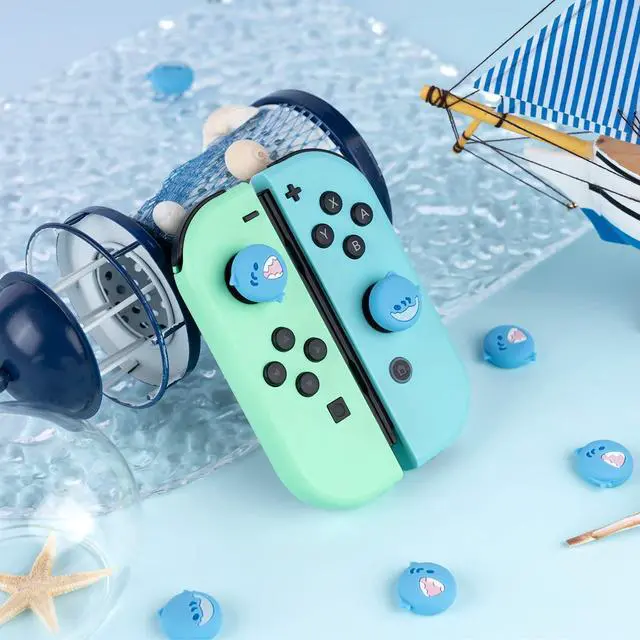 Alt view image 7 of 7 - Cute Silicone Joy Con Thumb Grip Caps, Joystick Cover Compatible with Switch/OLED/Switch Lite,4PCS - Little Shark