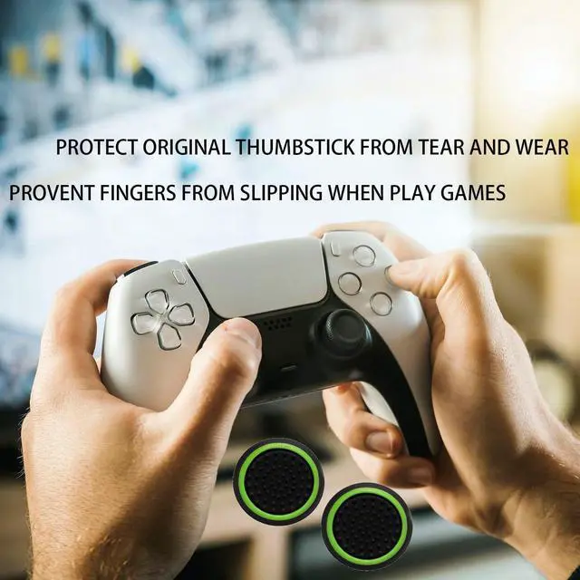 Alt view image 4 of 6 - 24PCS Silicone Thumb Grips for PS4, PS5, Performance Analog Stick Joystick Caps for PS3, Xbox One, Xbox Series X/S, Xbox 360, Switch Pro Controller (Black&Green)