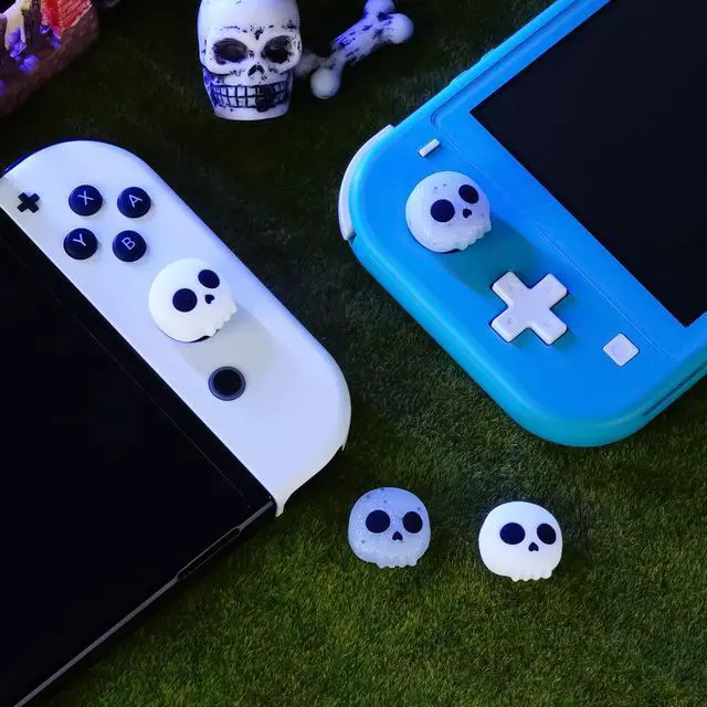 Alt view image 4 of 7 - 4PCS Skull Thumb Grip Caps for Switch 2/OLED/Lite JoyCon, Silicone Cover