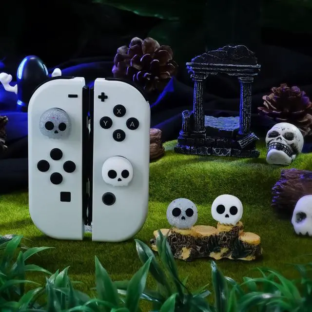Alt view image 5 of 7 - 4PCS Skull Thumb Grip Caps for Switch 2/OLED/Lite JoyCon, Silicone Cover