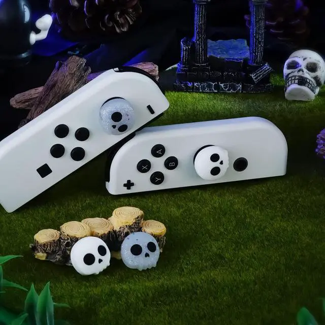 Alt view image 6 of 7 - 4PCS Skull Thumb Grip Caps for Switch 2/OLED/Lite JoyCon, Silicone Cover