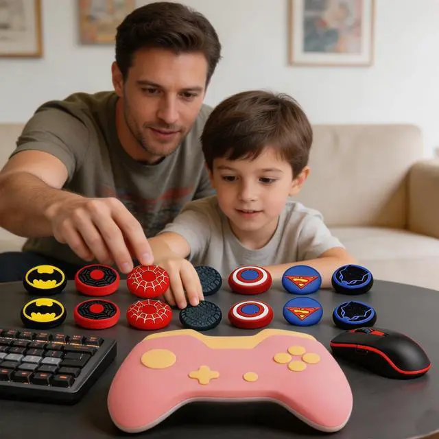 Alt view image 3 of 6 - 12Pcs Silicone Anti-Slip Thumb Grips, Universal Superhero Analog Stick Caps for PS5, PS4, Xbox Series X/S, Switch Pro Controller, Sweat Resistant Joystick Covers for Gaming Protection