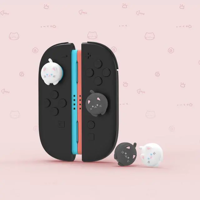 Alt view image 2 of 7 - Thumb Grips for Nintendo Switch 2 | Kawaii Silicone Joystick Caps (4-Pack) - Cute Accessories Animal Design Thumbstick Covers for Joycon 2 - Cutie Kitty