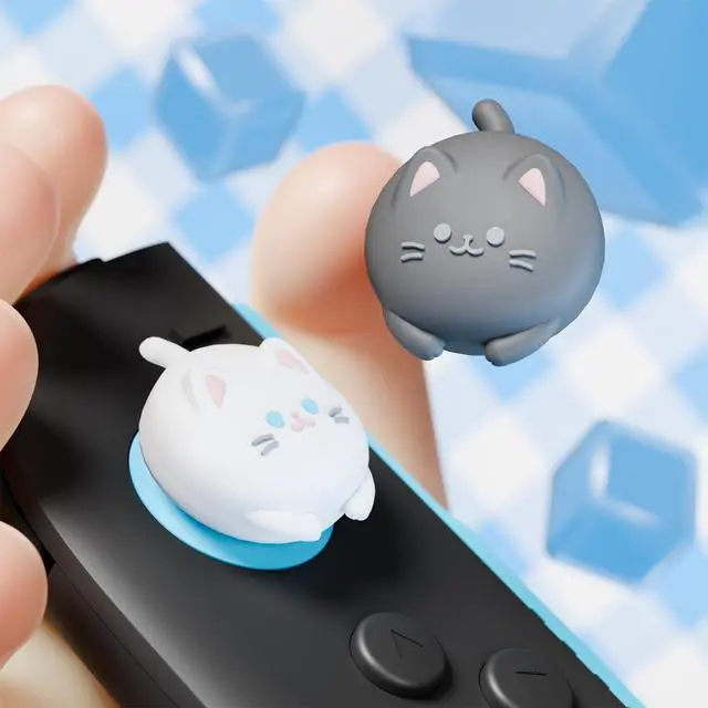 Alt view image 5 of 7 - Thumb Grips for Nintendo Switch 2 | Kawaii Silicone Joystick Caps (4-Pack) - Cute Accessories Animal Design Thumbstick Covers for Joycon 2 - Cutie Kitty