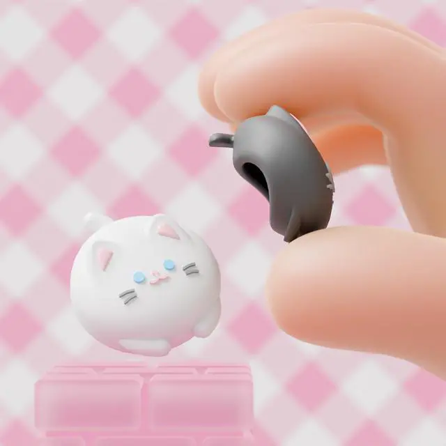 Alt view image 6 of 7 - Thumb Grips for Nintendo Switch 2 | Kawaii Silicone Joystick Caps (4-Pack) - Cute Accessories Animal Design Thumbstick Covers for Joycon 2 - Cutie Kitty