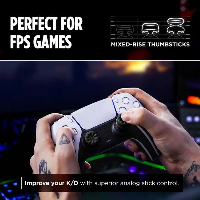 Alt view image 4 of 7 - FPS Freek Galaxy Black for PlayStation 4 (PS4) and PlayStation 5 (PS5) | Performance Thumbsticks | 1 High-Rise, 1 Mid-Rise | Black (Limited Edition)