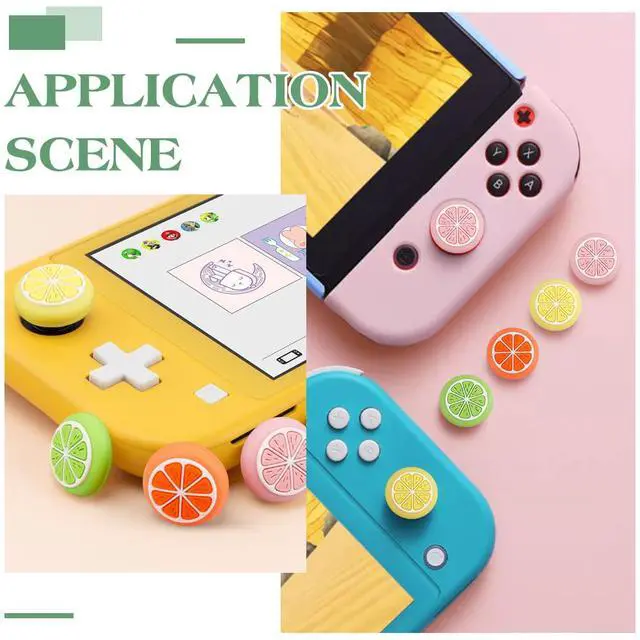 Alt view image 6 of 6 - 4 Colors Silicone Thumb Grip Caps Cute Kawaii Soft Round Lemon Thumbstick Joystick Rocker Button Cover Replacement Compatible with Switch 1.7x1.7cm