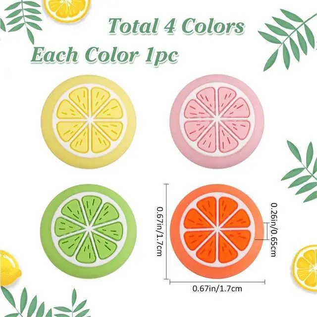 Alt view image 2 of 6 - 4 Colors Silicone Thumb Grip Caps Cute Kawaii Soft Round Lemon Thumbstick Joystick Rocker Button Cover Replacement Compatible with Switch 1.7x1.7cm
