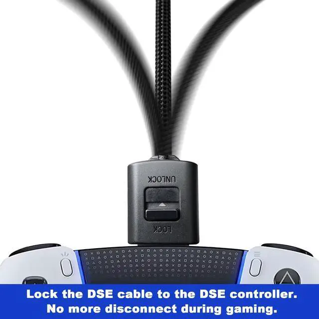 Alt view image 5 of 7 - Replacement USB-C Cable & Locking Connector Kit for PS5 for DualSense Edge Controller, 9.2FT Braided Charging Camera Cord with Anti-Unplug Lock, Complete Wired Gaming Set Cam