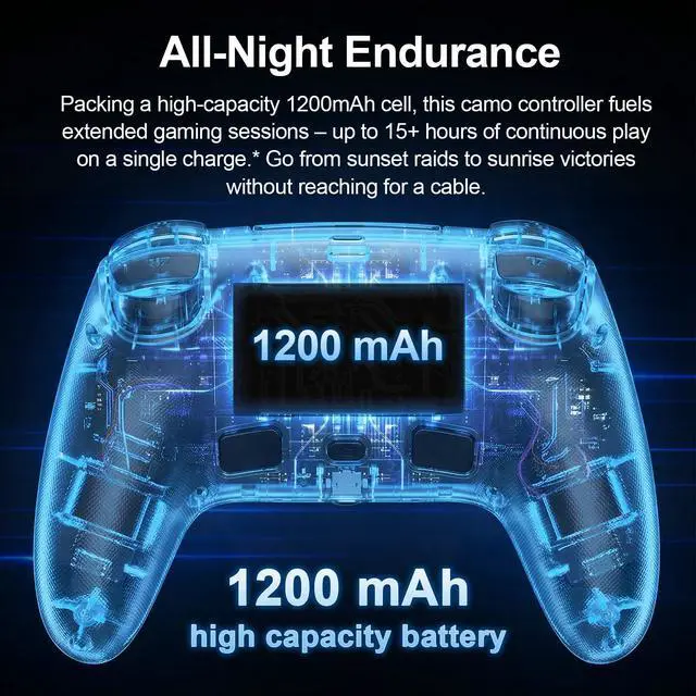Alt view image 6 of 7 - LED Wireless Controller for PS5, Compatible with PS5 Pro/Slim/PC, Dual Vibration, Macro/Turbo Function, 3.5mm Audio Jack,1000mAh Battery, 6-Axis Motion Control Gamepad with Speaker