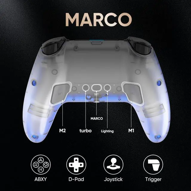 Alt view image 3 of 7 - LED Wireless Controller for PS5, Pro/Slim/PC(Frosted White)