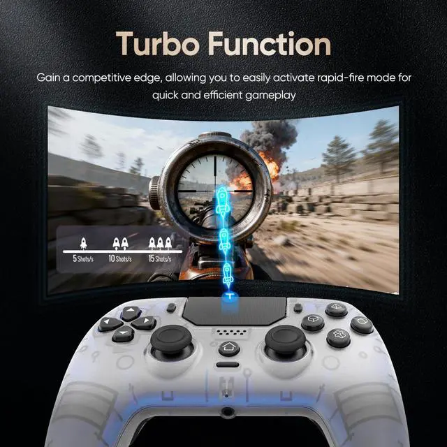Alt view image 4 of 7 - LED Wireless Controller for PS5, Pro/Slim/PC(Frosted White)