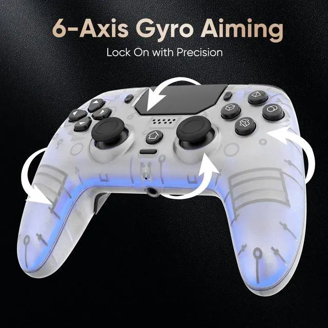 Alt view image 5 of 7 - LED Wireless Controller for PS5, Pro/Slim/PC(Frosted White)