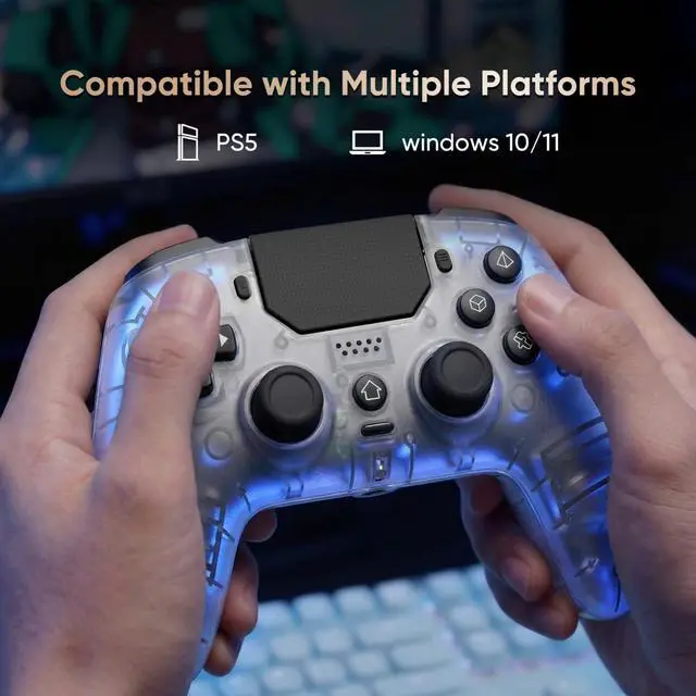 Alt view image 7 of 7 - LED Wireless Controller for PS5, Pro/Slim/PC(Frosted White)