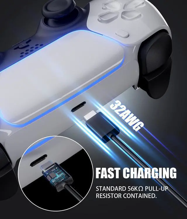 Alt view image 3 of 6 - USB C Charging Cable Compatible with PS5 Controller, 2 Pack 6.6Ft Fast Charging USB Type C Charger Cord Compatible with PlayStation 5 PS5 Dual Sense, Xbox Series X/Series S Controllers