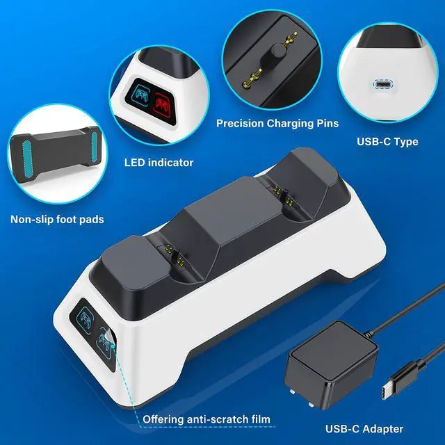 Alt view image 5 of 6 - Controller Charger Station,PS5 Charging Station,Controllers Dock with LED Light,PS5 Controllers Charger Station with AC Adapter for PlayStation 5 Dualsense Controller & Edge (AC Adapter)