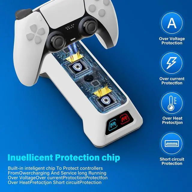 Alt view image 4 of 6 - Controller Charger Station,PS5 Charging Station,Controllers Dock with LED Light,PS5 Controllers Charger Station with AC Adapter for PlayStation 5 Dualsense Controller & Edge (AC Adapter)