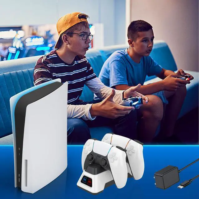 Alt view image 6 of 6 - Controller Charger Station,PS5 Charging Station,Controllers Dock with LED Light,PS5 Controllers Charger Station with AC Adapter for PlayStation 5 Dualsense Controller & Edge (AC Adapter)
