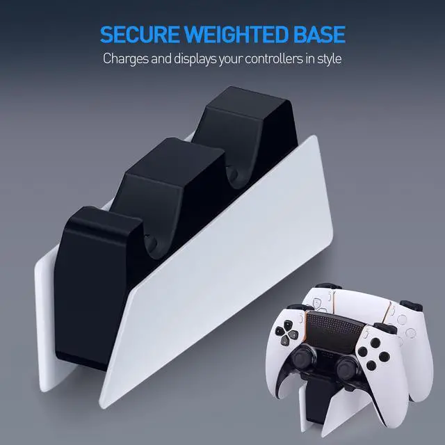Alt view image 6 of 7 - PS5 Controller Charger - Charge 2 Controllers to 90% in 50 Mins - No Annoying Lights - Click in Design Dual Fast Charging Stand Dock Station Holder Accessories for PlayStation DualSense Controller