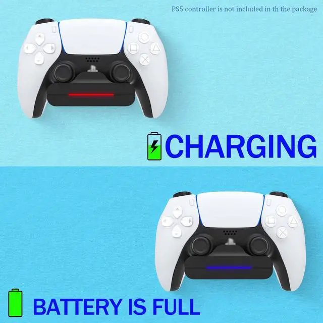 Alt view image 2 of 6 - PS5 Controller Wall Mount Charger Dock with 3.3Ft Cord,Charging Station Holder fits for Midnight Black PS5 Pro Wireless Controller with LED Indicators Fast Charging Speed Cable, 2 Pack