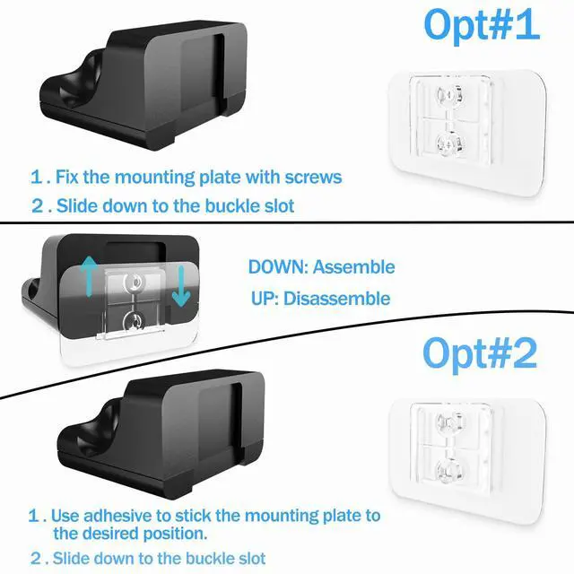 Alt view image 5 of 6 - PS5 Controller Wall Mount Charger Dock with 3.3Ft Cord,Charging Station Holder fits for Midnight Black PS5 Pro Wireless Controller with LED Indicators Fast Charging Speed Cable, 2 Pack