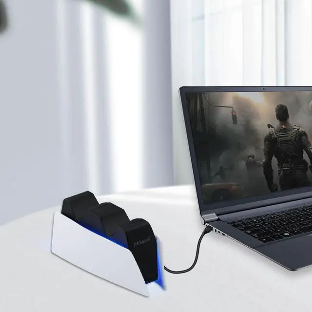 Alt view image 2 of 7 - Dual Charger for PS5, Controller Charger Fast Charging Station Dock USB Type C Charging Adapter with LED Indicator for PlayStation 5 DualSense Controller