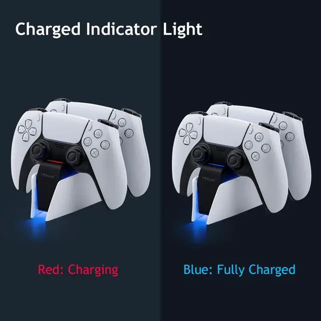 Alt view image 3 of 7 - Dual Charger for PS5, Controller Charger Fast Charging Station Dock USB Type C Charging Adapter with LED Indicator for PlayStation 5 DualSense Controller