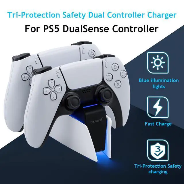 Alt view image 5 of 7 - Dual Charger for PS5, Controller Charger Fast Charging Station Dock USB Type C Charging Adapter with LED Indicator for PlayStation 5 DualSense Controller