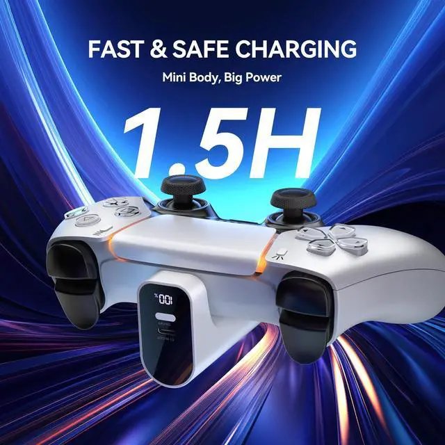Alt view image 2 of 7 - Charger for PS5 Controller, Battery Pack for PlayStation DualSense & Edge