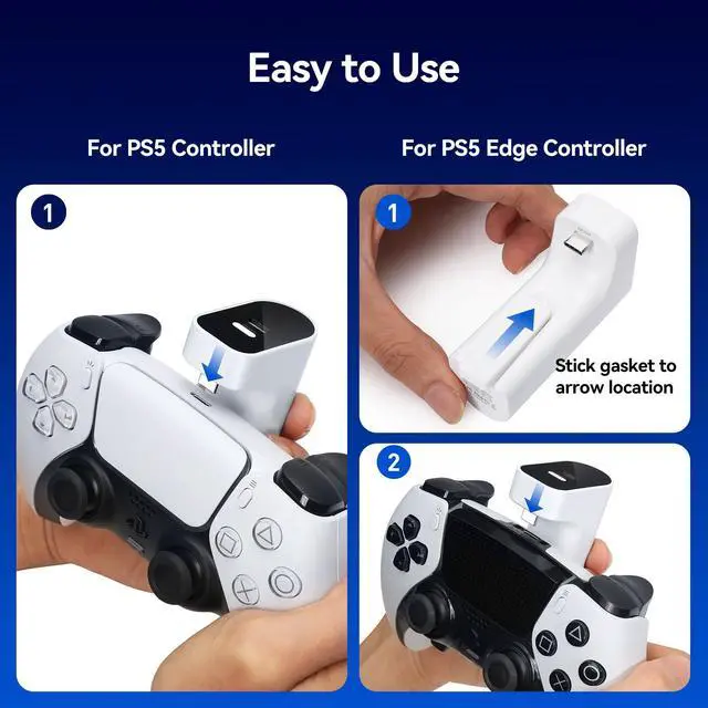 Alt view image 7 of 7 - Charger for PS5 Controller, Battery Pack for PlayStation DualSense & Edge