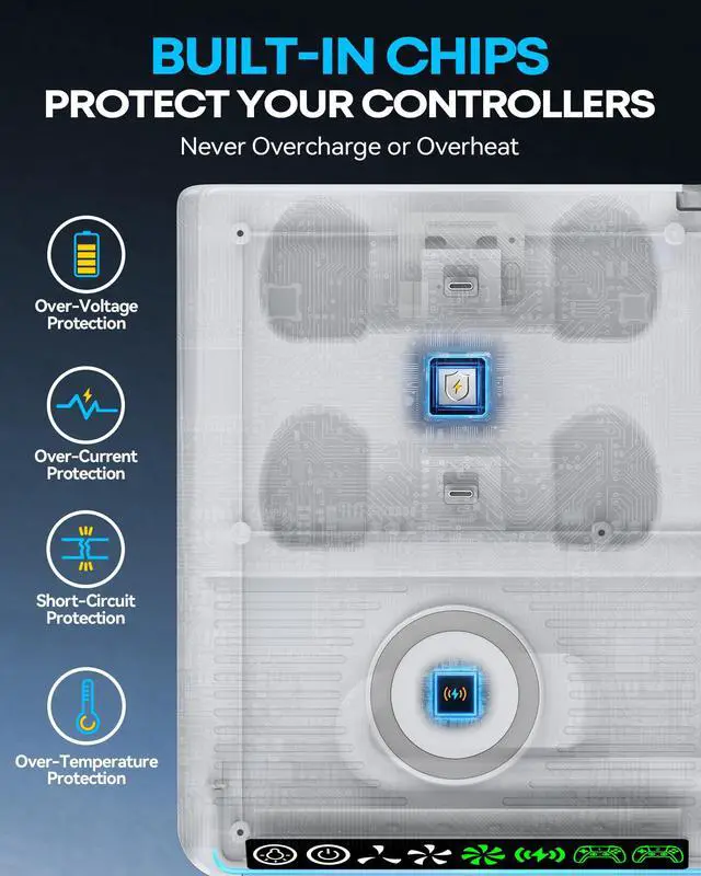 Alt view image 7 of 7 - PS5/Slim/Pro Cooling Station with Wireless Charging & Dual Controller Dock
