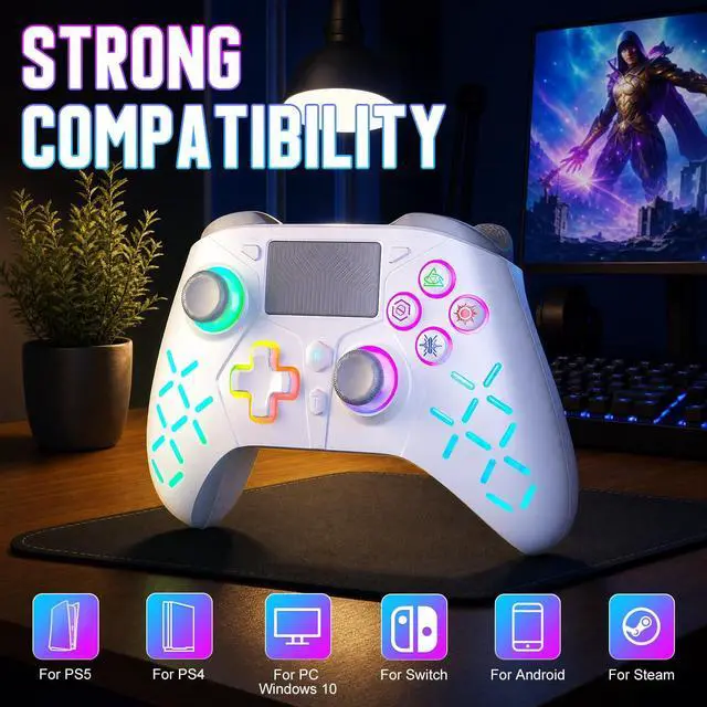 Alt view image 2 of 7 - LED Wireless Controller for PS5, with Macro/Turbo