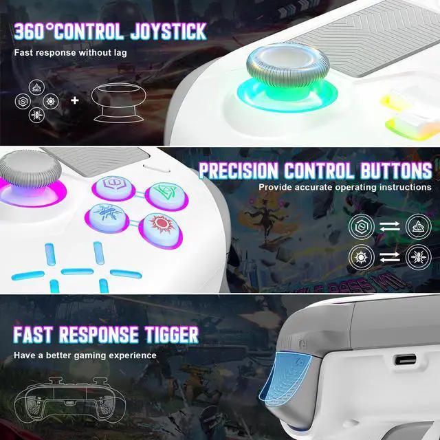 Alt view image 3 of 7 - LED Wireless Controller for PS5, with Macro/Turbo