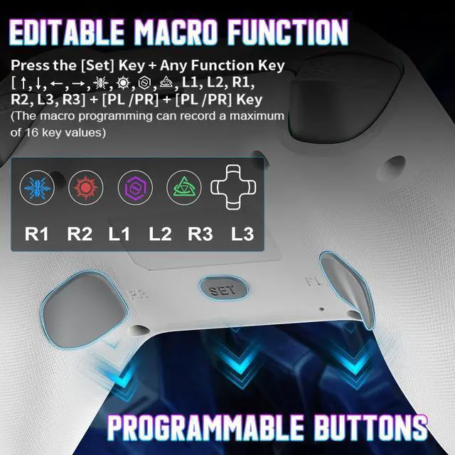 Alt view image 4 of 7 - LED Wireless Controller for PS5, with Macro/Turbo