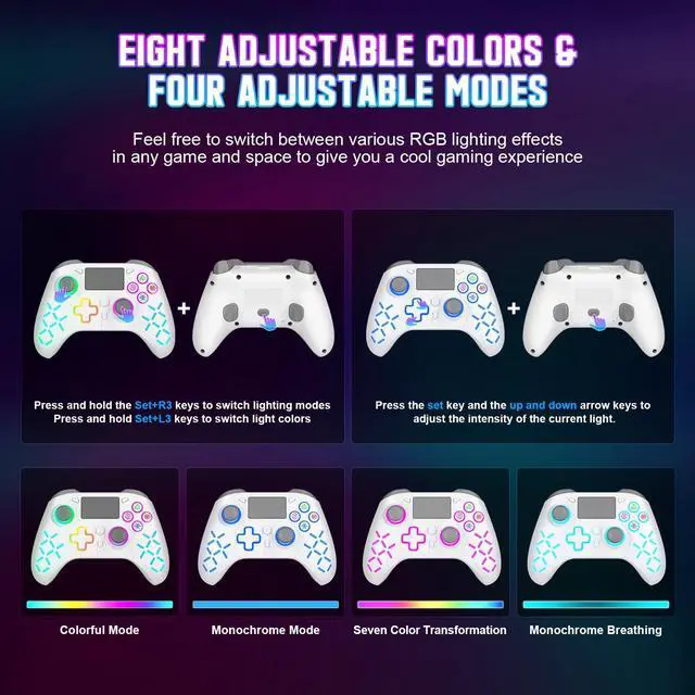 Alt view image 5 of 7 - LED Wireless Controller for PS5, with Macro/Turbo
