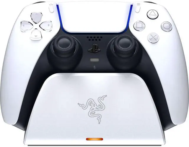Main image of Quick Charging Stand for PlayStation 5: Quick Charge - Curved Cradle Design - Matches PS5 DualSense Wireless Controller - One-Handed Navigation - USB Powered - White (Controller Sold Separately)