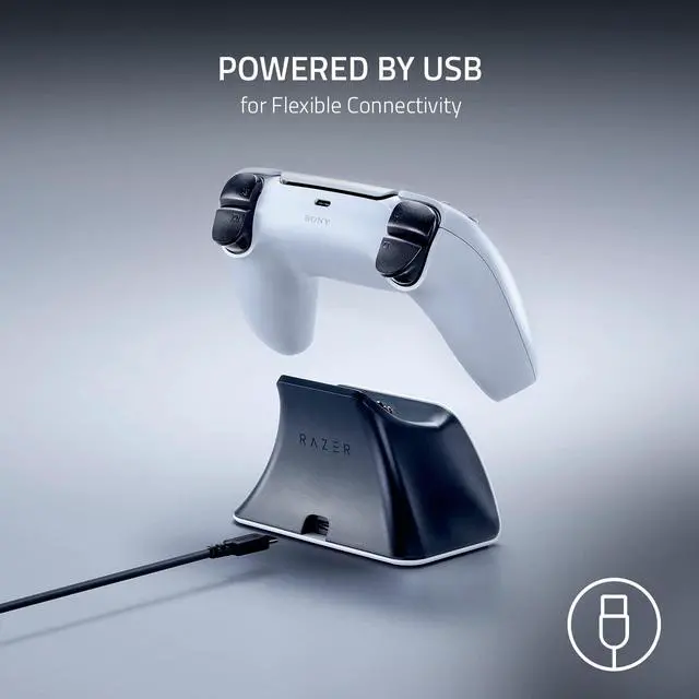 Alt view image 6 of 6 - Quick Charging Stand for PlayStation 5: Charge - Curved Cradle Design Matches PS5 DualSense Wireless Controller One-Handed Navigation USB Powered White (Controller Sold Separately)