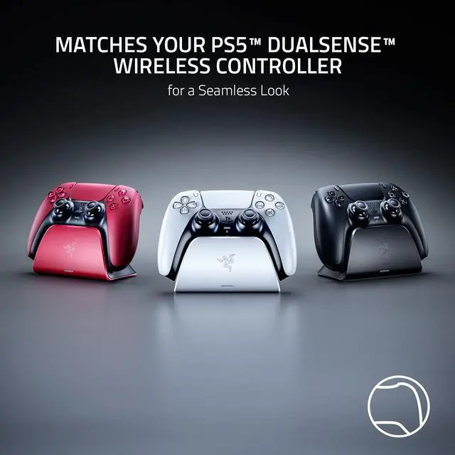 Alt view image 4 of 6 - Quick Charging Stand for PlayStation 5: Quick Charge - Curved Cradle Design - Matches PS5 DualSense Wireless Controller - One-Handed Navigation - USB Powered - White (Controller Sold Separately)