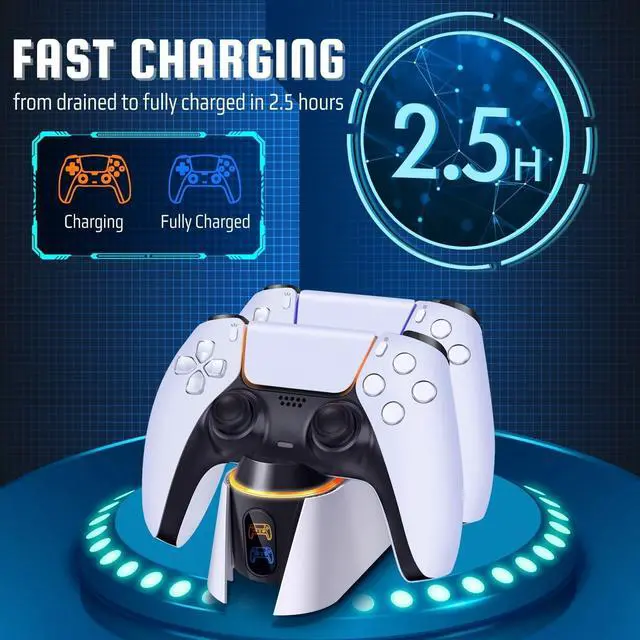 Alt view image 2 of 7 - PS5 Controller Charger Station for 2 DualSense Controllers, Black